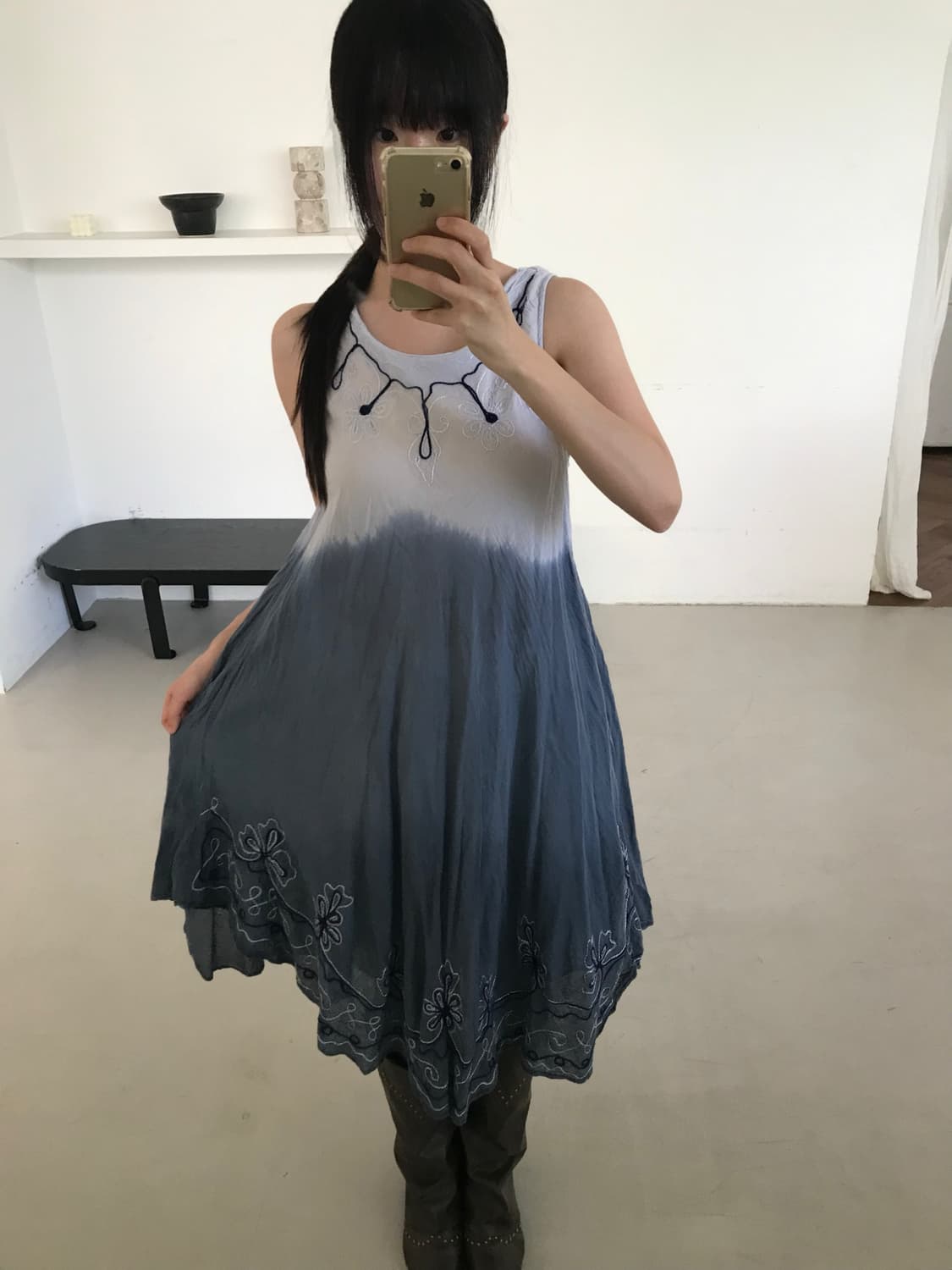 vintage blue stitch sleeveless one-piece 상품이미지3