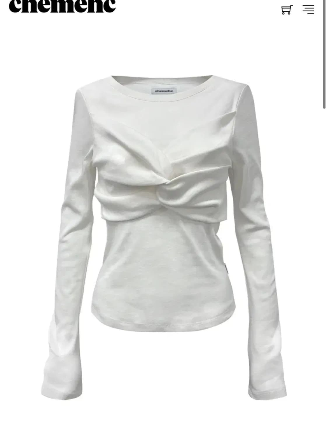 택O) 체메씨 롱슬리브 리본 보우탑 티 화이트 상품이미지1
