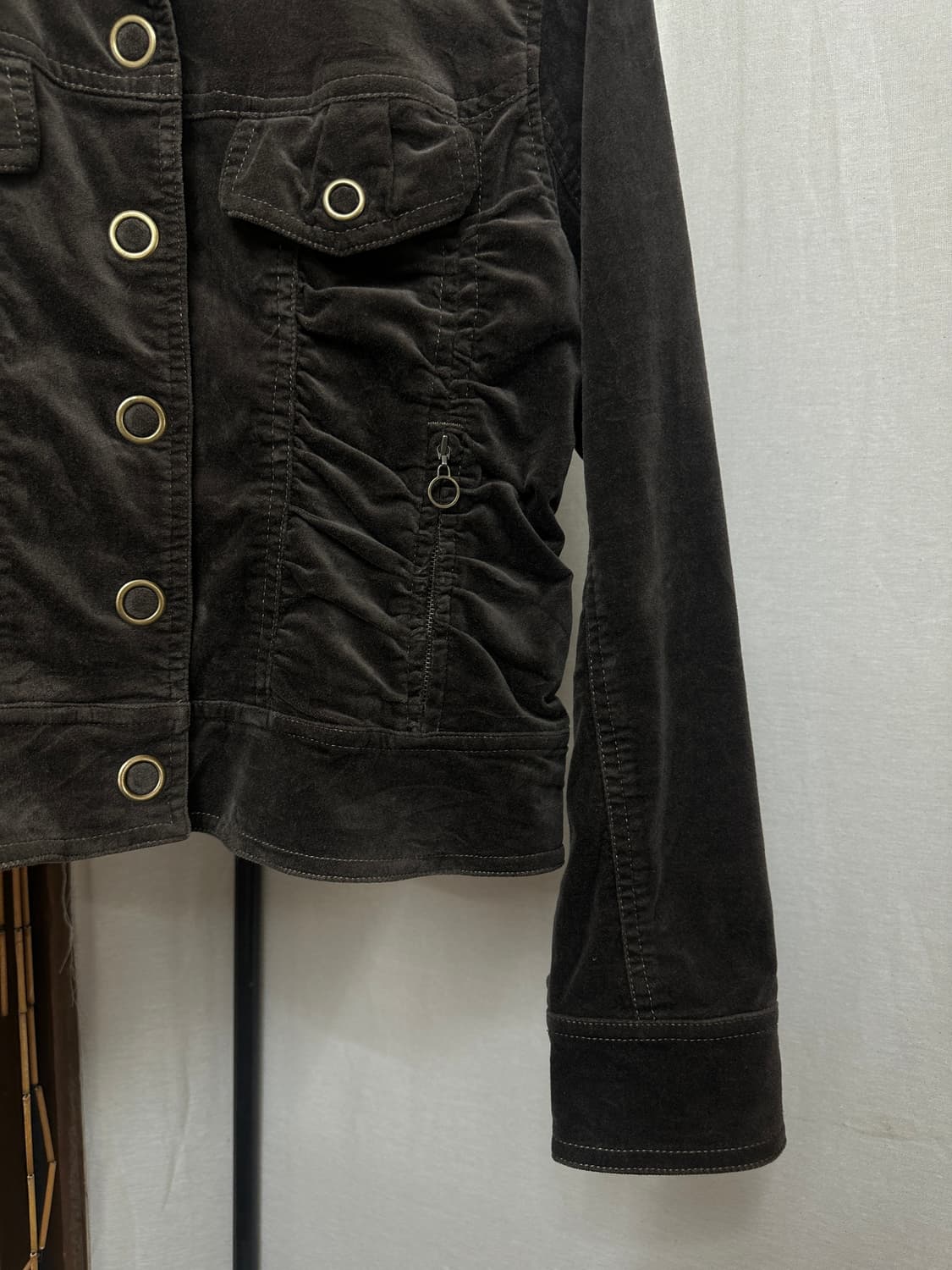 brown velvet button jacket 상품이미지4