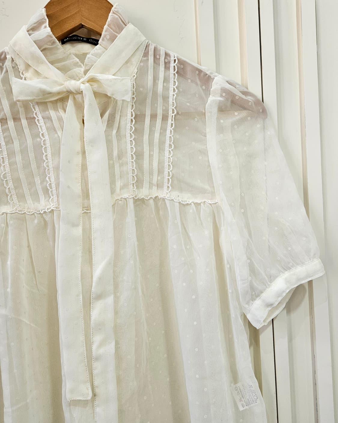 도트 시스루 리본 블라우스 상품이미지3