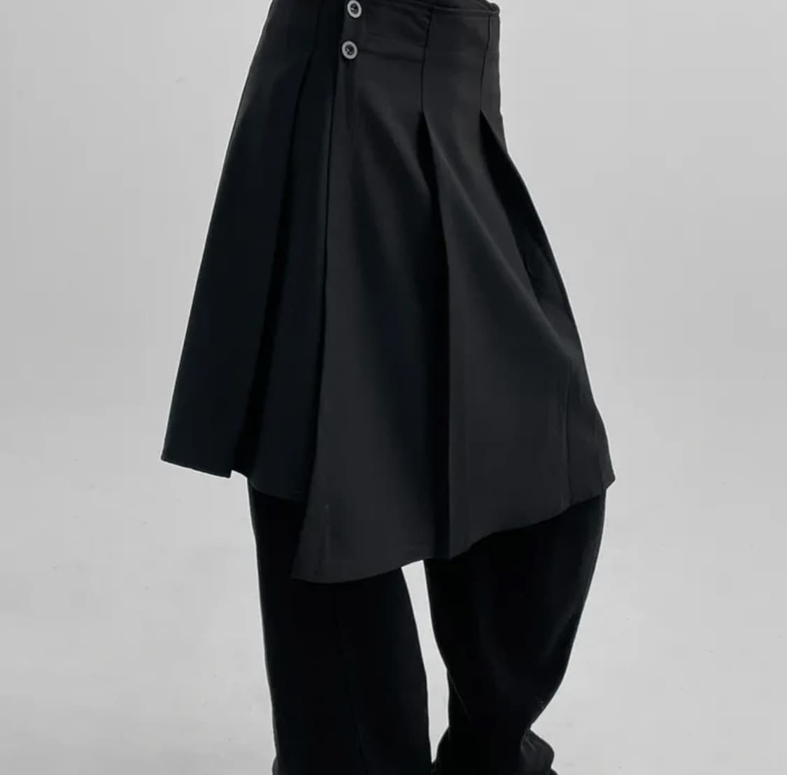 블랙업 플리츠 랩 미디스커트(차콜) 상품이미지1