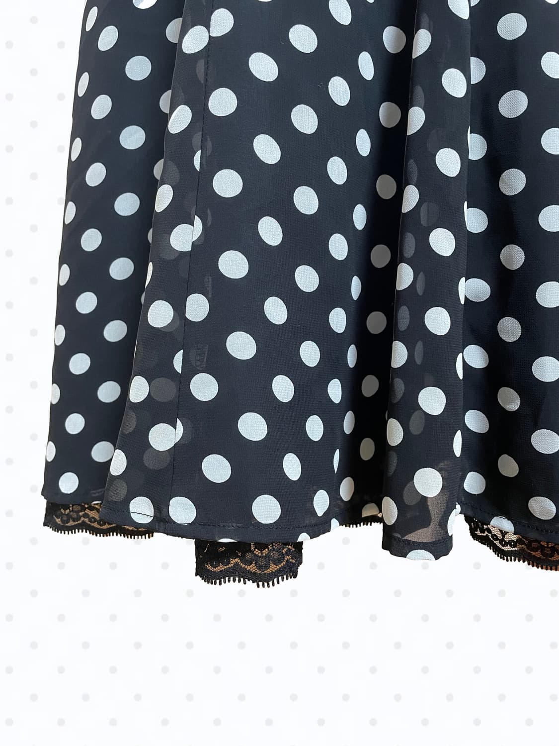 🖤빈티지 ingni잉그니 블랙 도트 쉬폰 레이스 리본 나시 원피스 상품이미지5