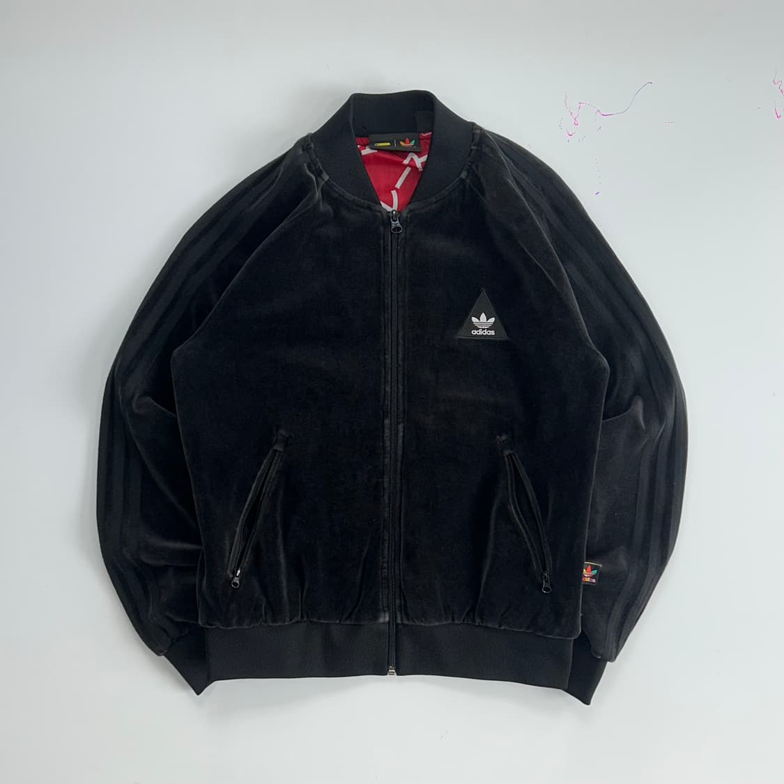 Adidas 파이어버드 로고 블랙 벨벳 집업  상품이미지3