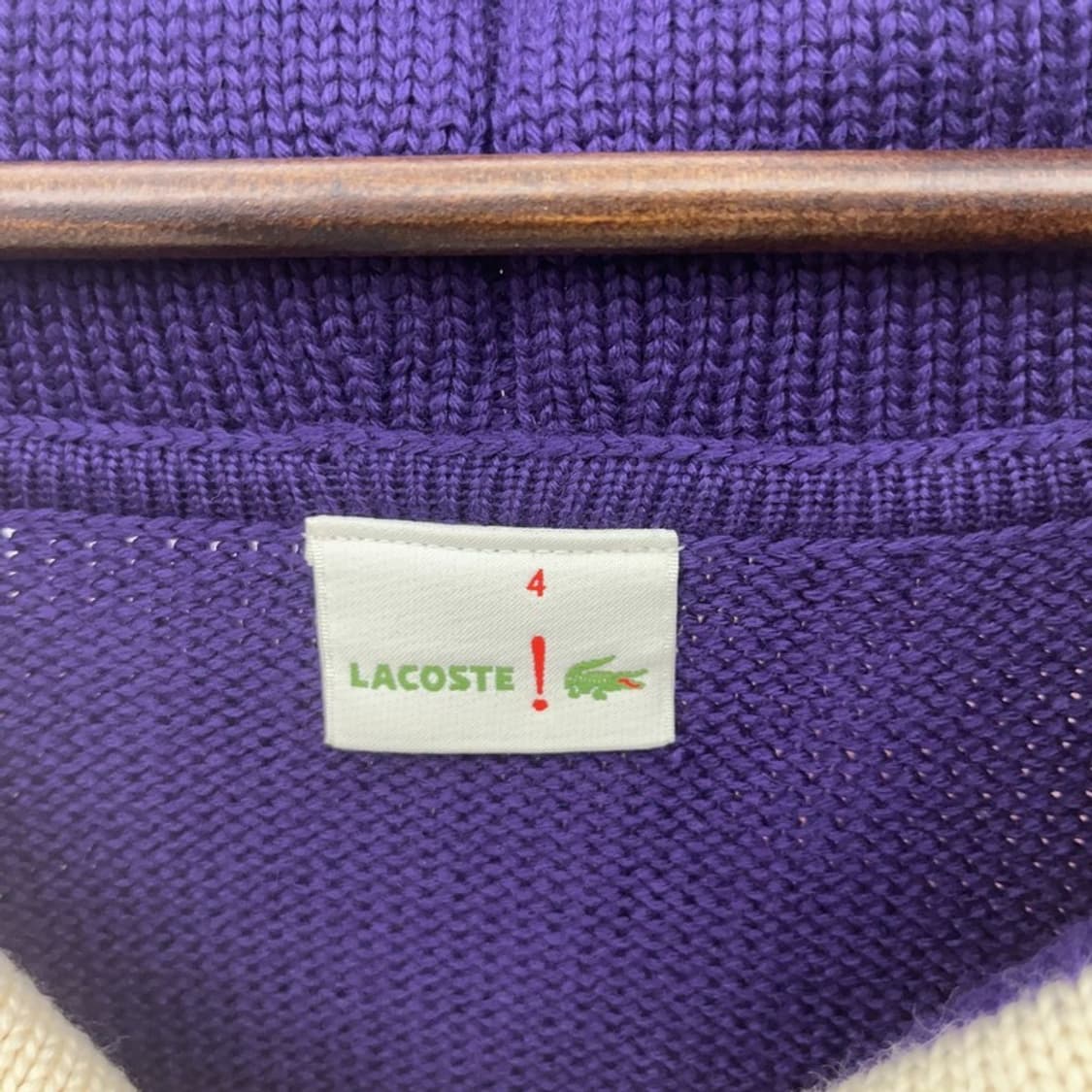 라코스테 숄카라 빅로고 레트로 퍼플 울 니트 가디건 4 C08659 상품이미지5