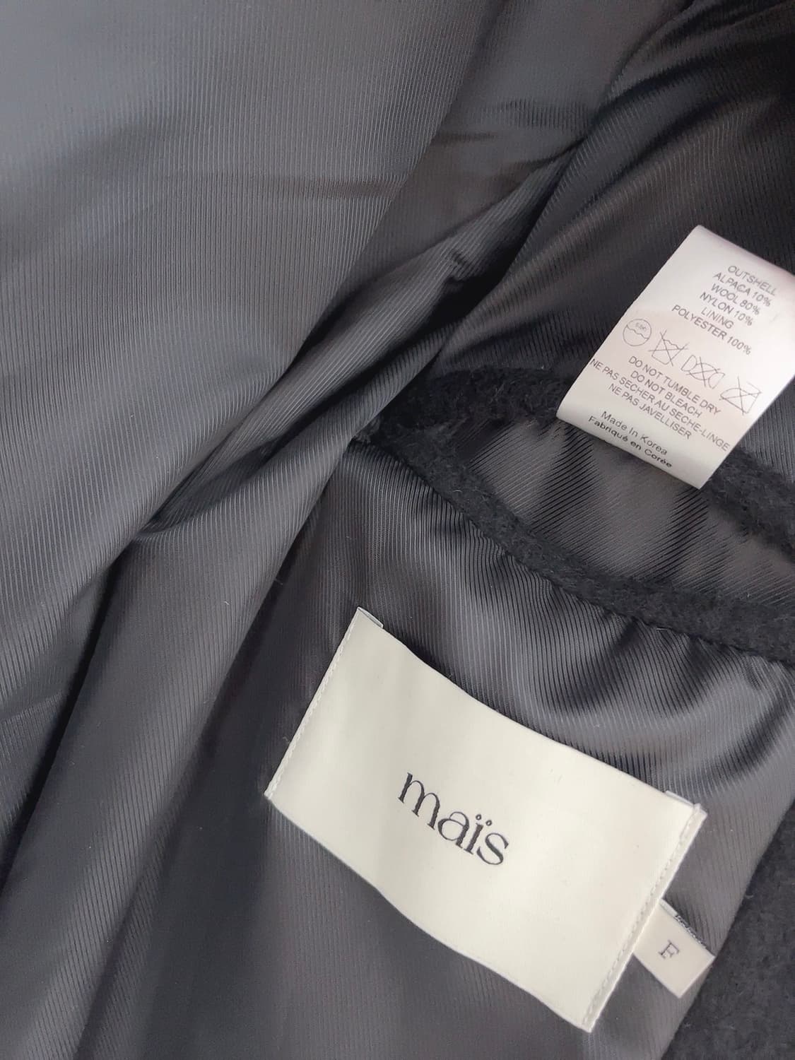 마이스 헤어리 알파카 블렌디드 싱글 코트 울 자켓  상품이미지7