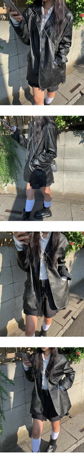 애니원모어 마인 레더 블레이저 자켓 상품이미지3