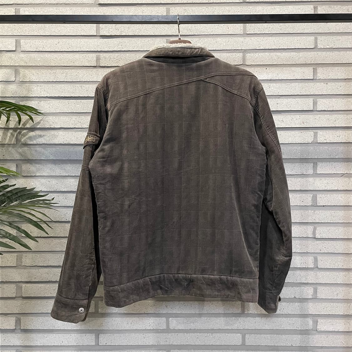 BILLABONG 빌라봉 코듀로이 자켓 체크 패턴 쉐르파 안감 그레이 상품이미지3