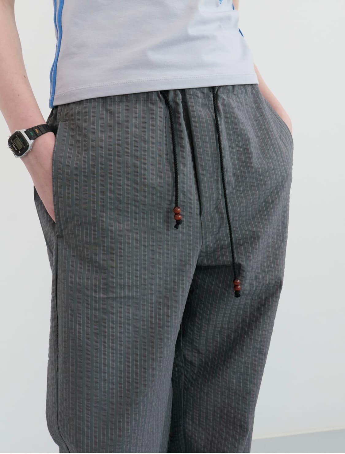 엔조블루스 투톤 와이드 밴딩 팬츠 (Grey) 상품이미지4