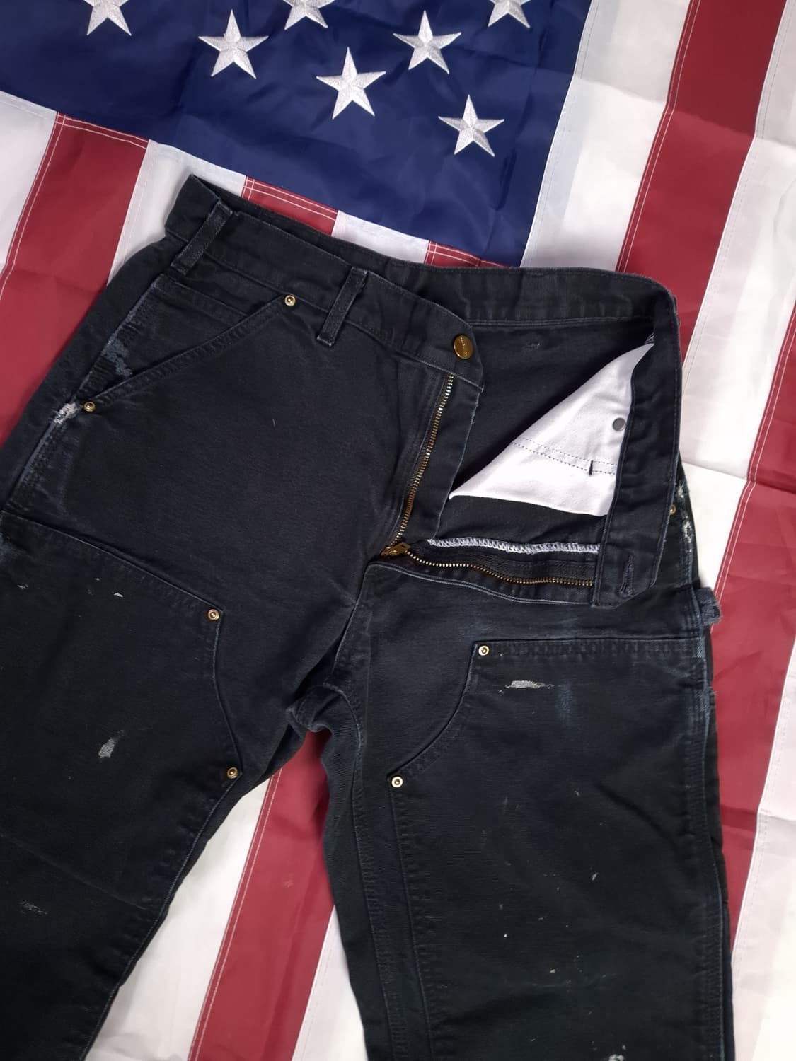 오리지날 미국제조 칼하트 블랙 더블니 워크팬츠 상품이미지7