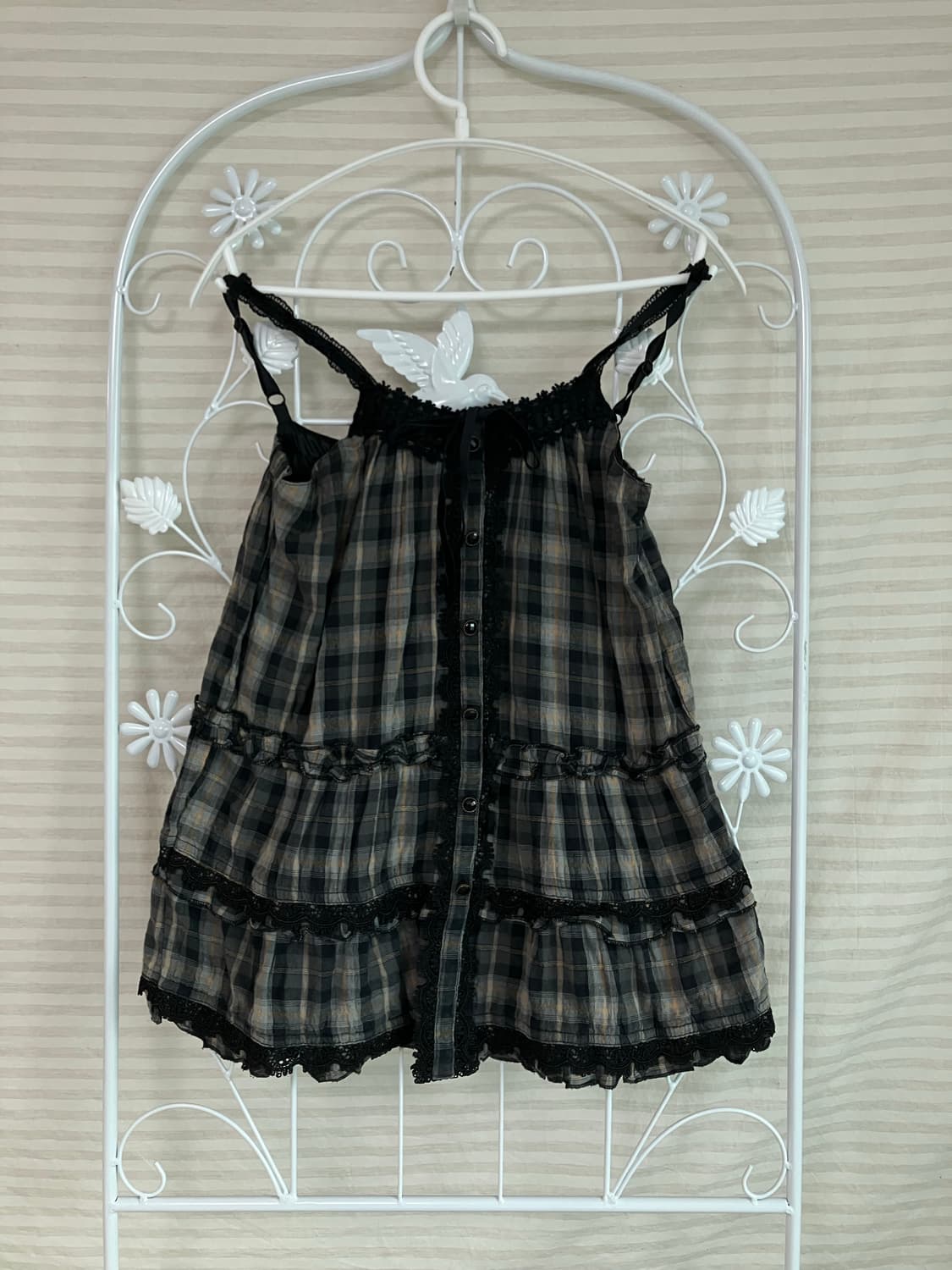 빈티지 키즈 체크 슬리브 리스 y2k 스트릿 갸루 펑키 일본빈티지577  상품이미지1