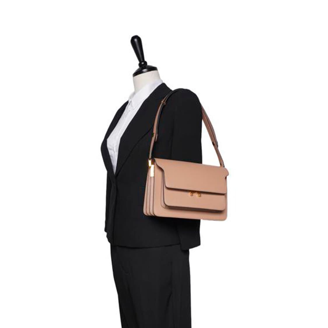 (중고) 마르니 베이지 사피아노 트렁크 미듐 숄더백 상품이미지4