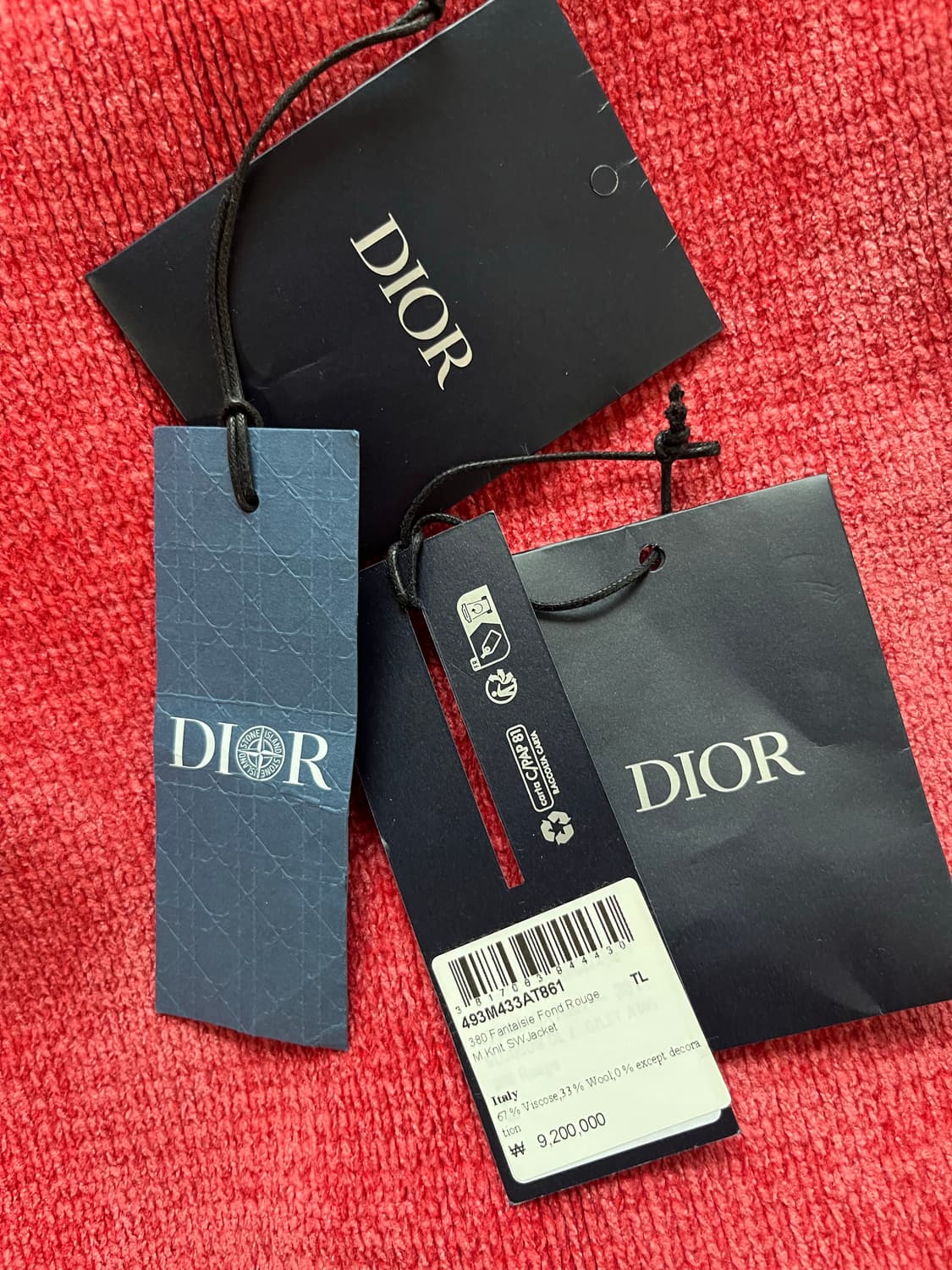 [하루만 이가격] 디올 x 스톤 아일랜드 울블렌드 니트 블루종 자켓 레드 상품이미지9