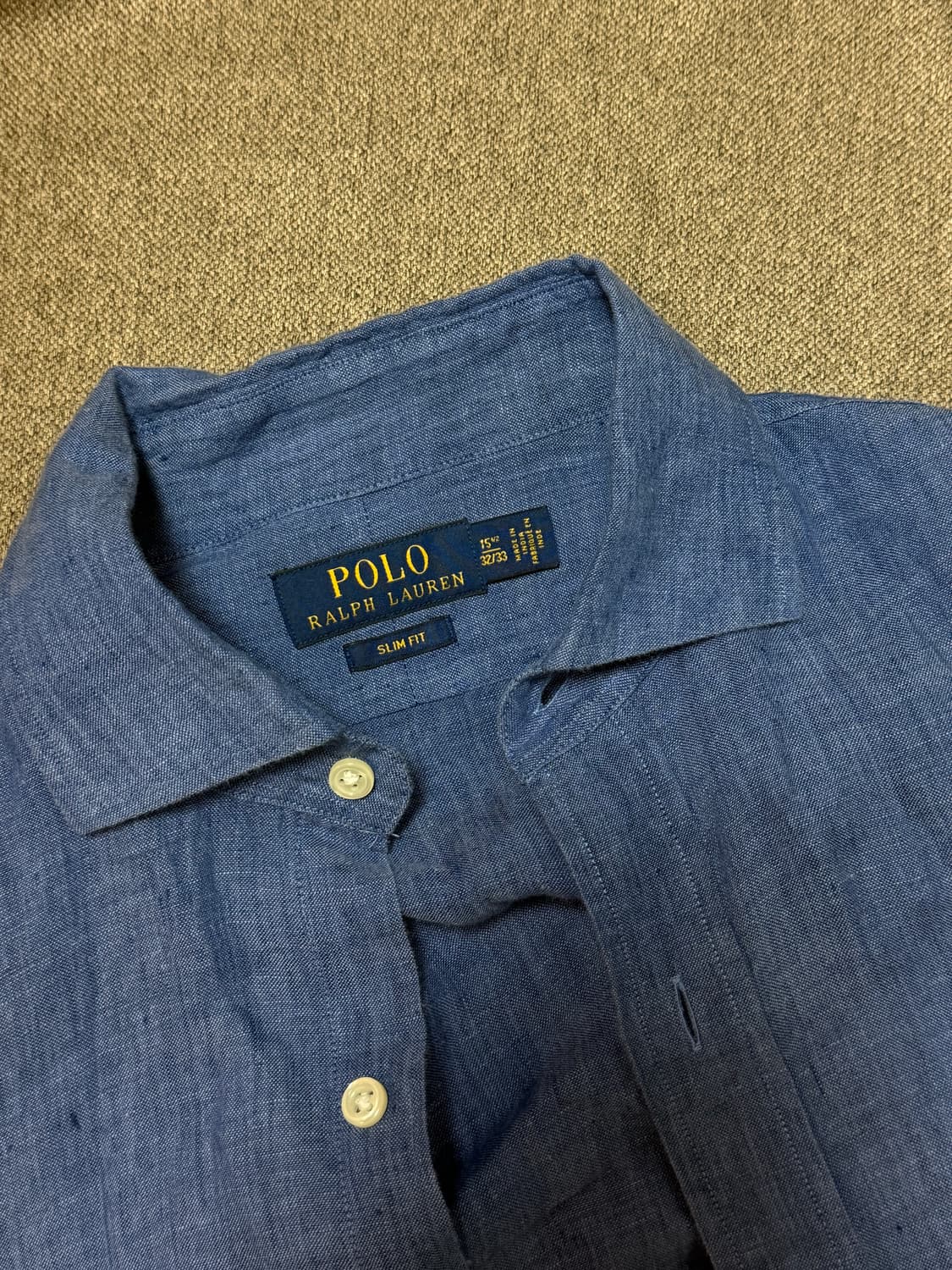 폴로 랄프로렌 블루 린넨 셔츠 슬림핏 상품이미지2