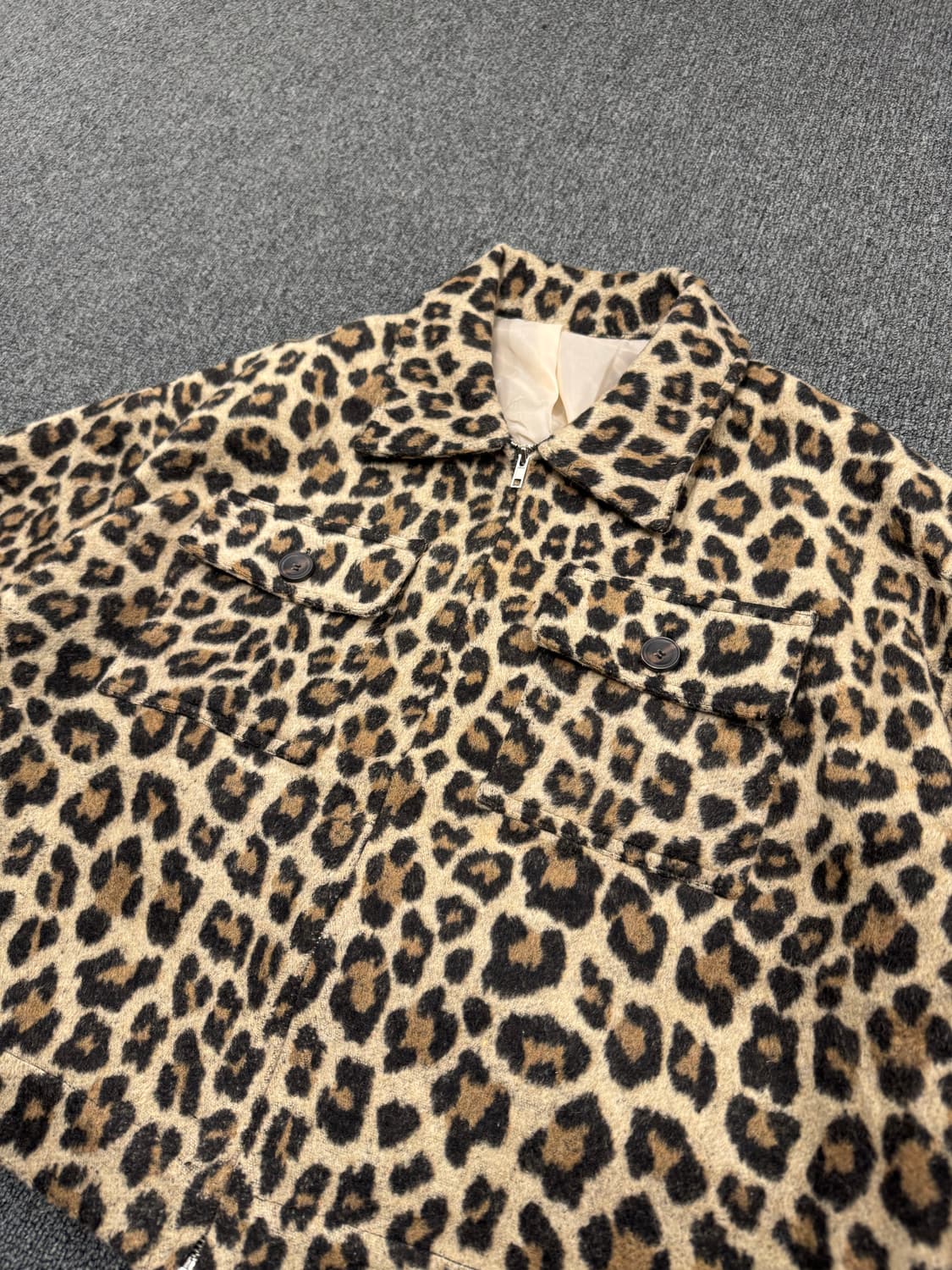 japanese vintage 레어파드 패턴 크롭자켓 상품이미지2