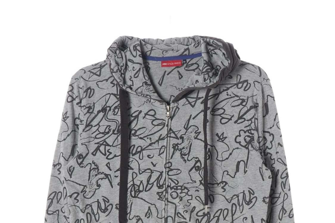 ASK ENQUIRED 유니크 패턴 후드 집업 M 상품이미지3