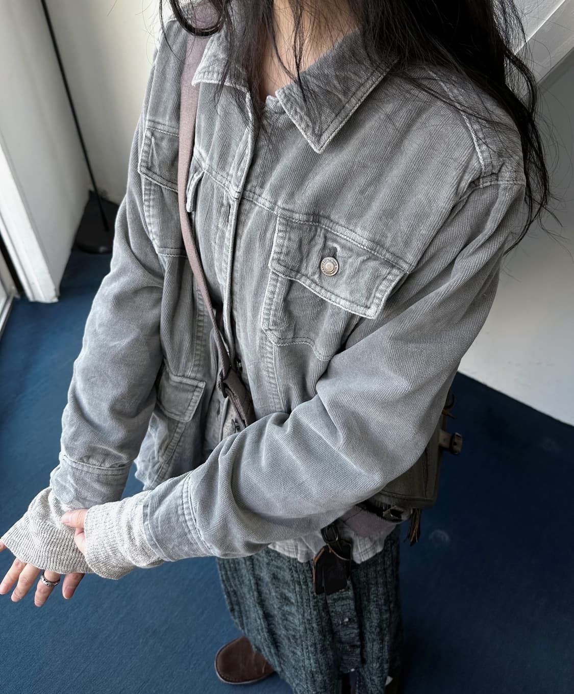 Design cord 2way collar loose blouson 상품이미지1