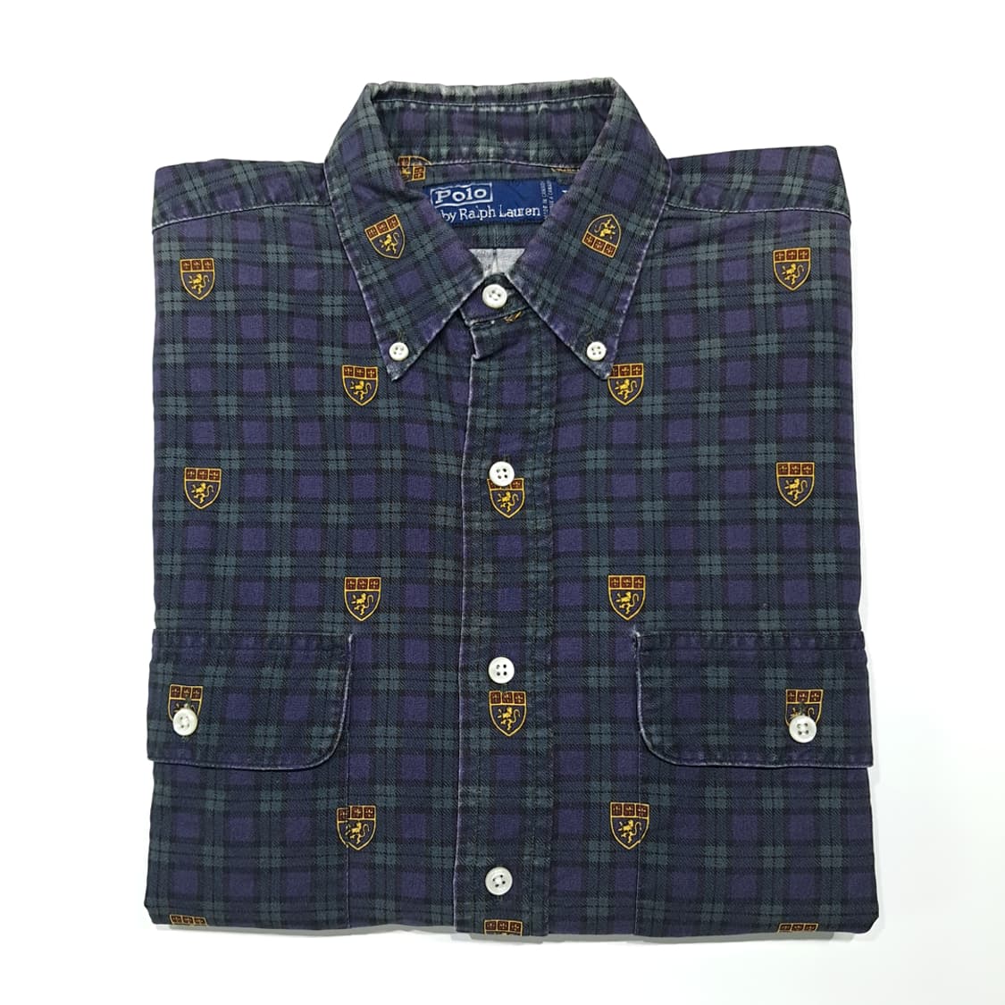 CK058 XL 폴로 90s 캐나다판 모던 블랙워치 크레스트 셔츠 남방 상품이미지7