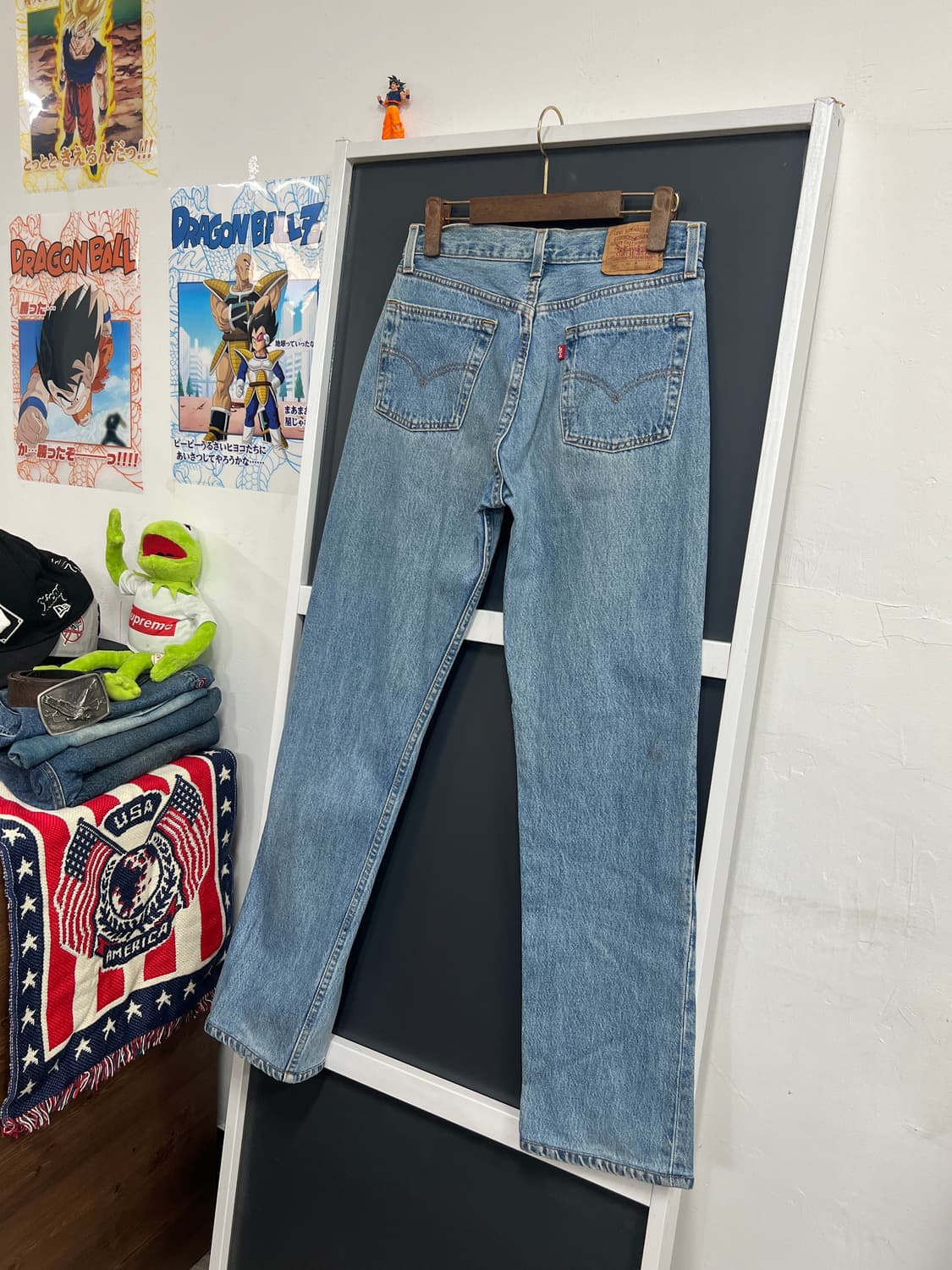 90s USA Levis 리바이스 501 스트레이트 연청 데님 팬츠 상품이미지1