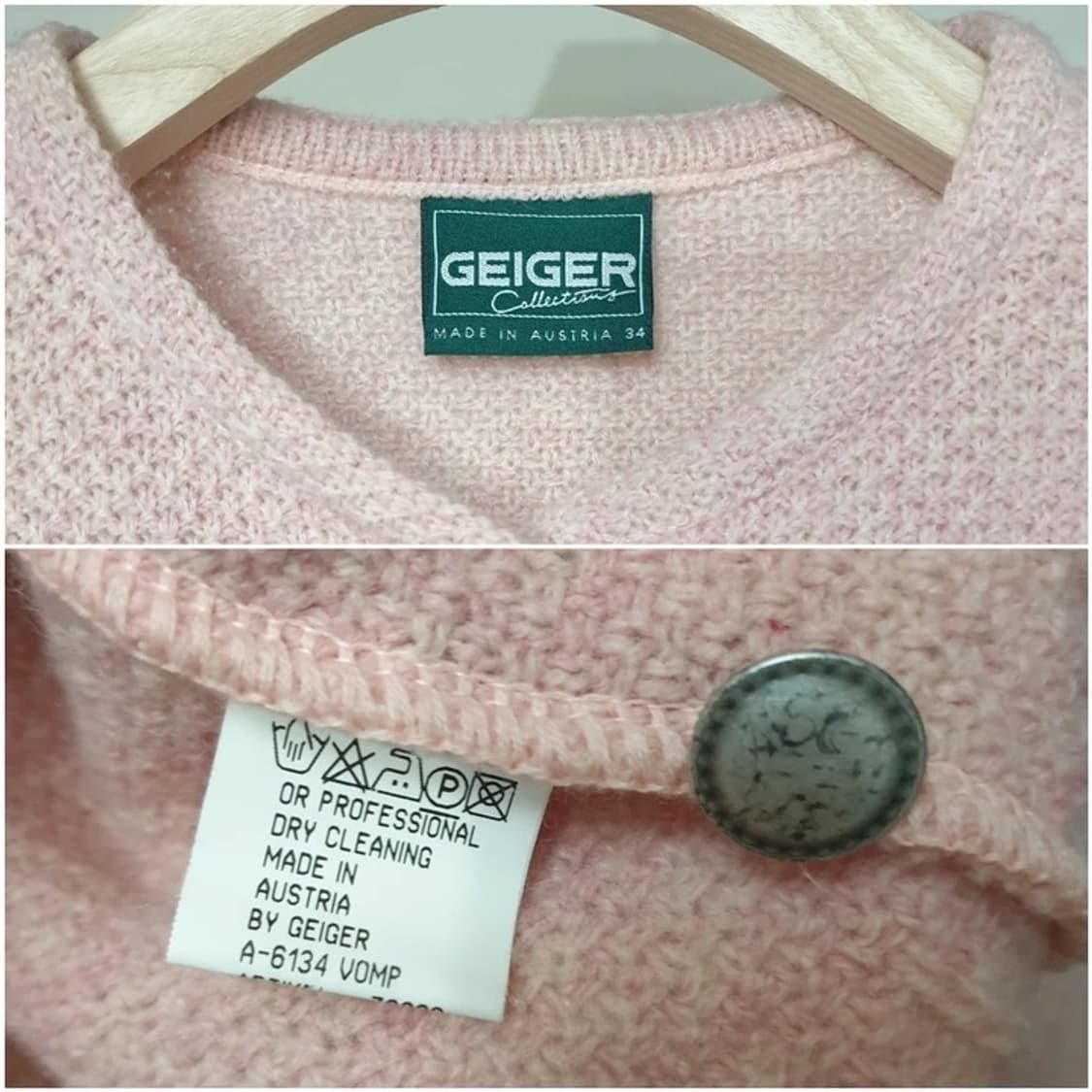 명품 GEIGER 가이거 베이비핑크 입체 플라워자수 와플니트 가디건 상품이미지9