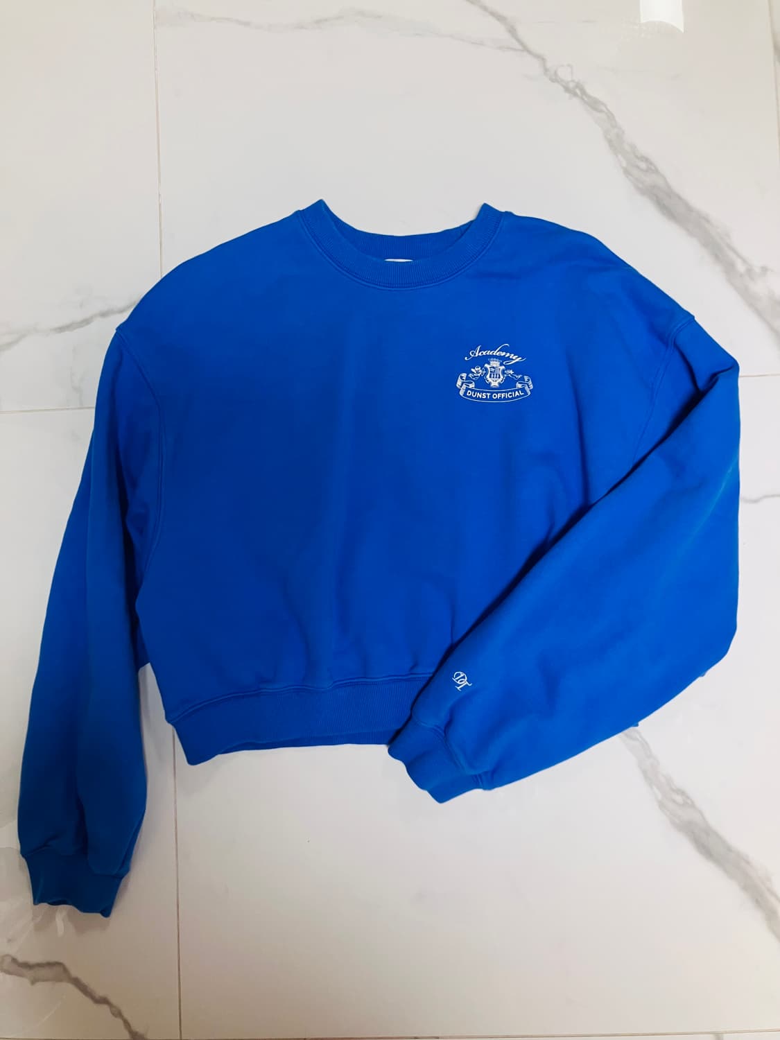 던스트 아카데미 크롭 프렌치테리 맨투맨 블루 M 상품이미지1