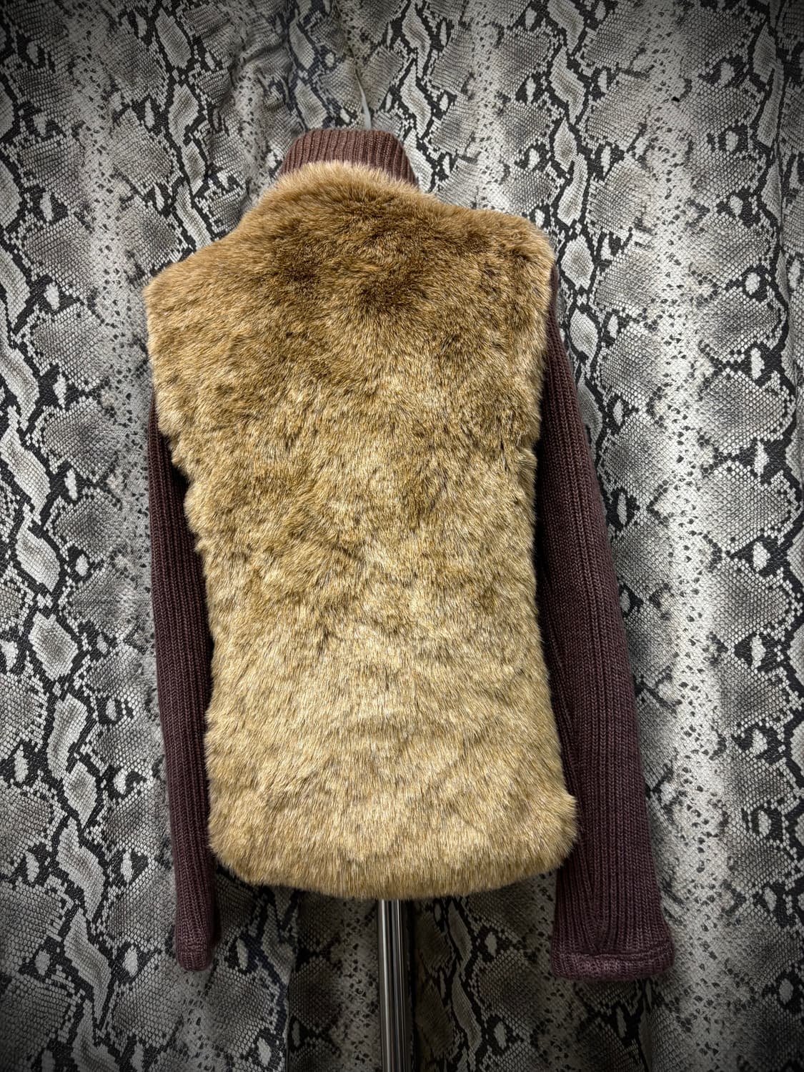[Y2K]Brown Fur Trimming Knit Zip Up 상품이미지5