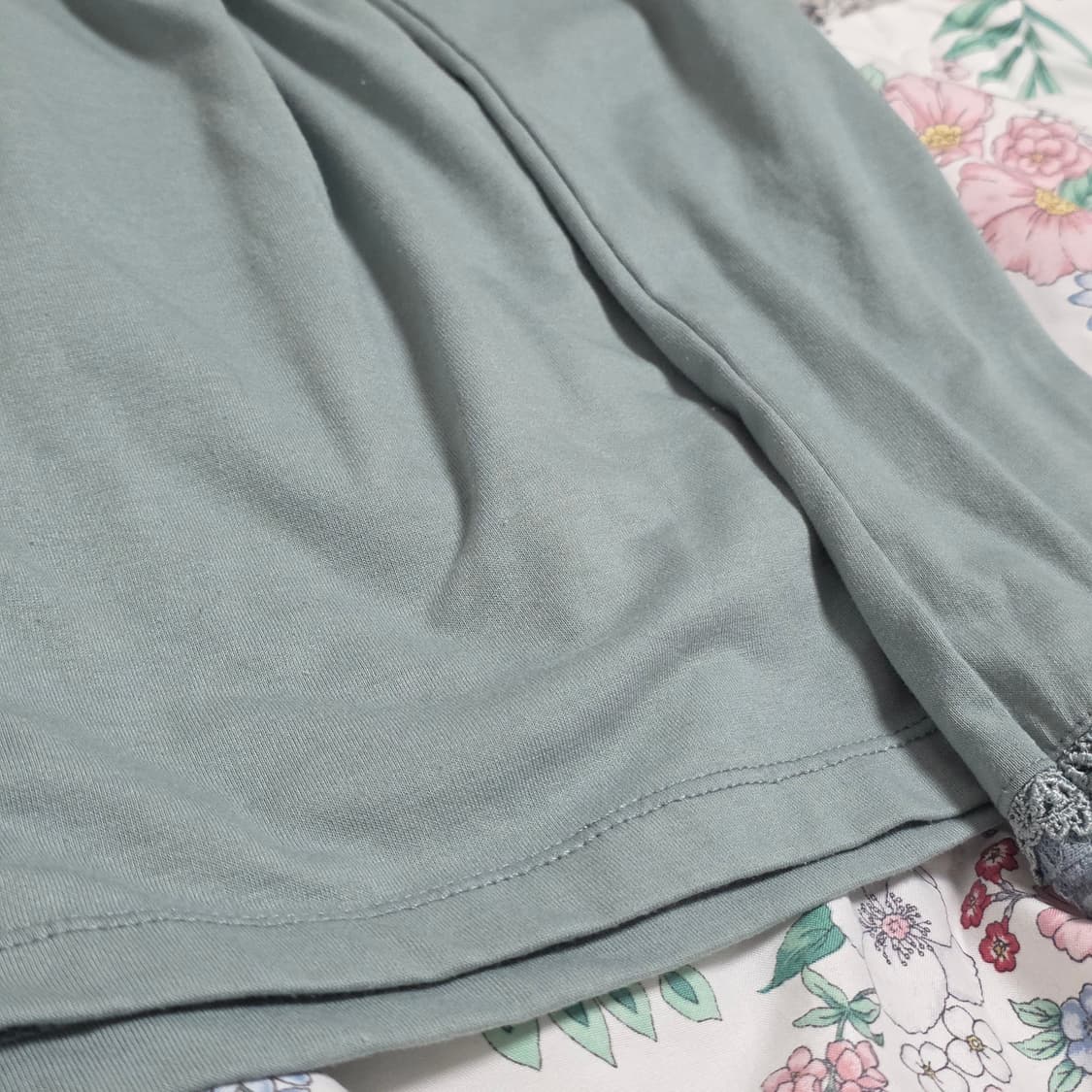 엑시즈팜 일본빈티지)양산형 민트그린모리걸 레이스 큐빅 폴라긴팔티셔츠 상품이미지6