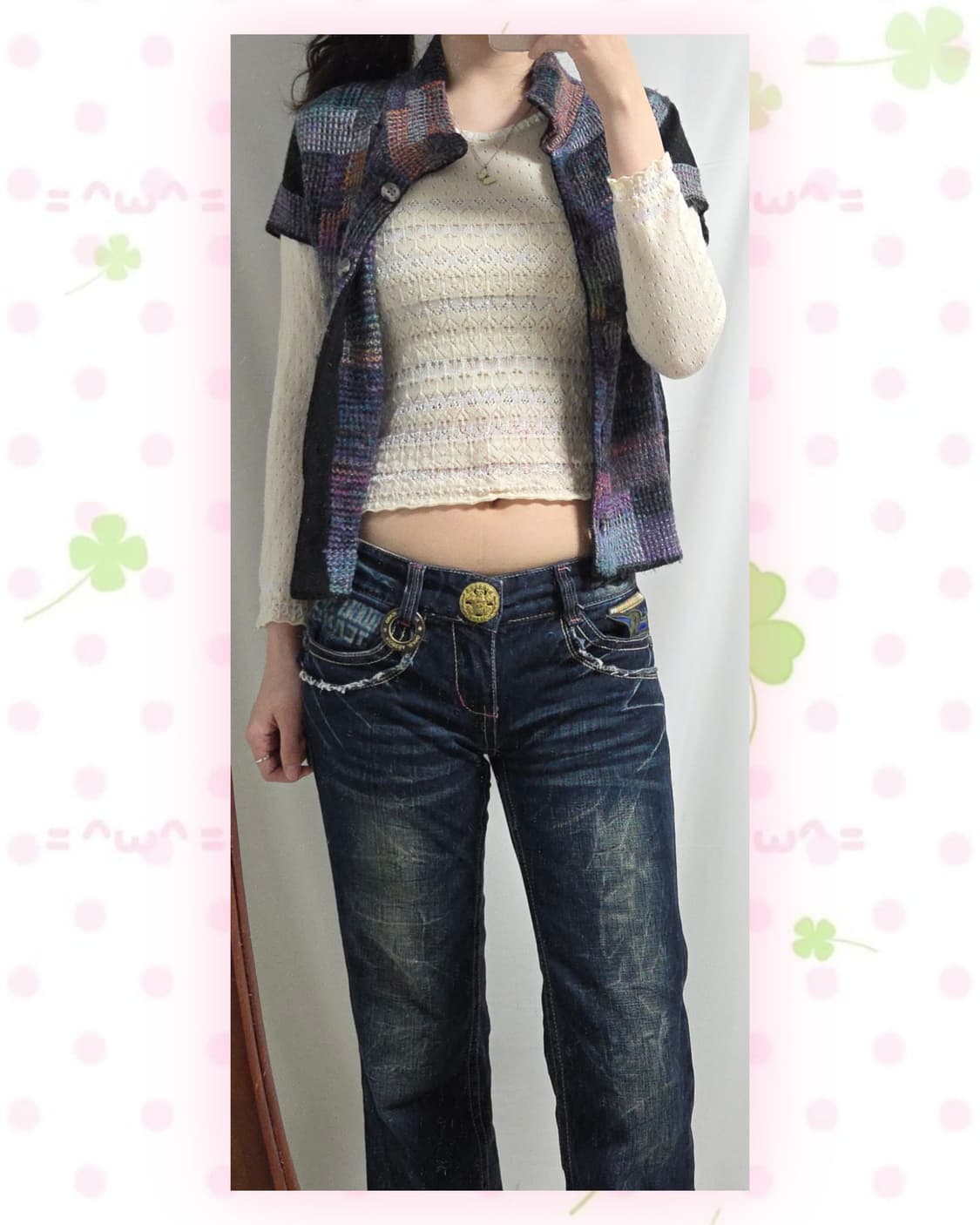 패치워크st 울혼방 반팔 가디건 상품이미지2