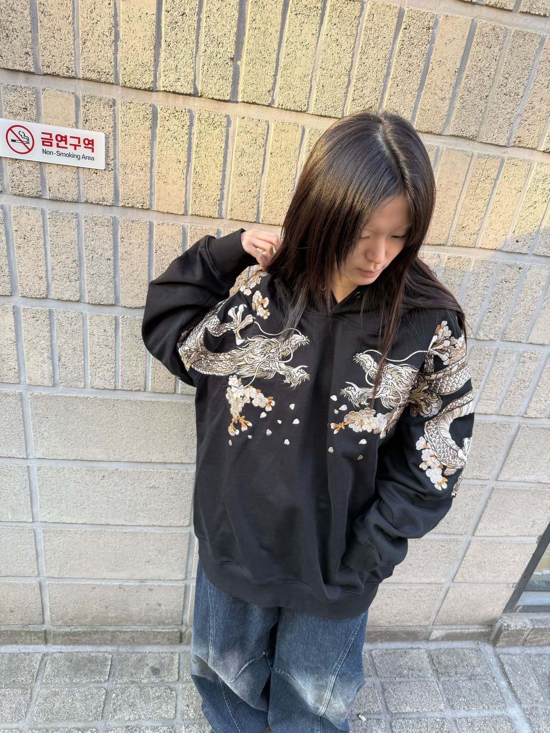 사토리 오버핏 오리엔탈 자수 후드티 상품이미지9