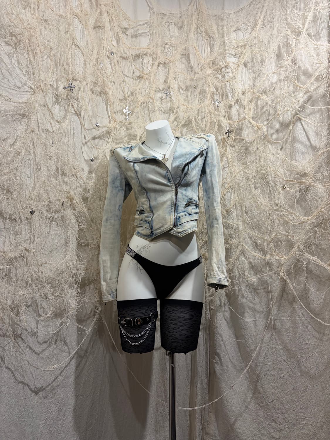 Oriental cubic washing crop zip  jacket 상품이미지2