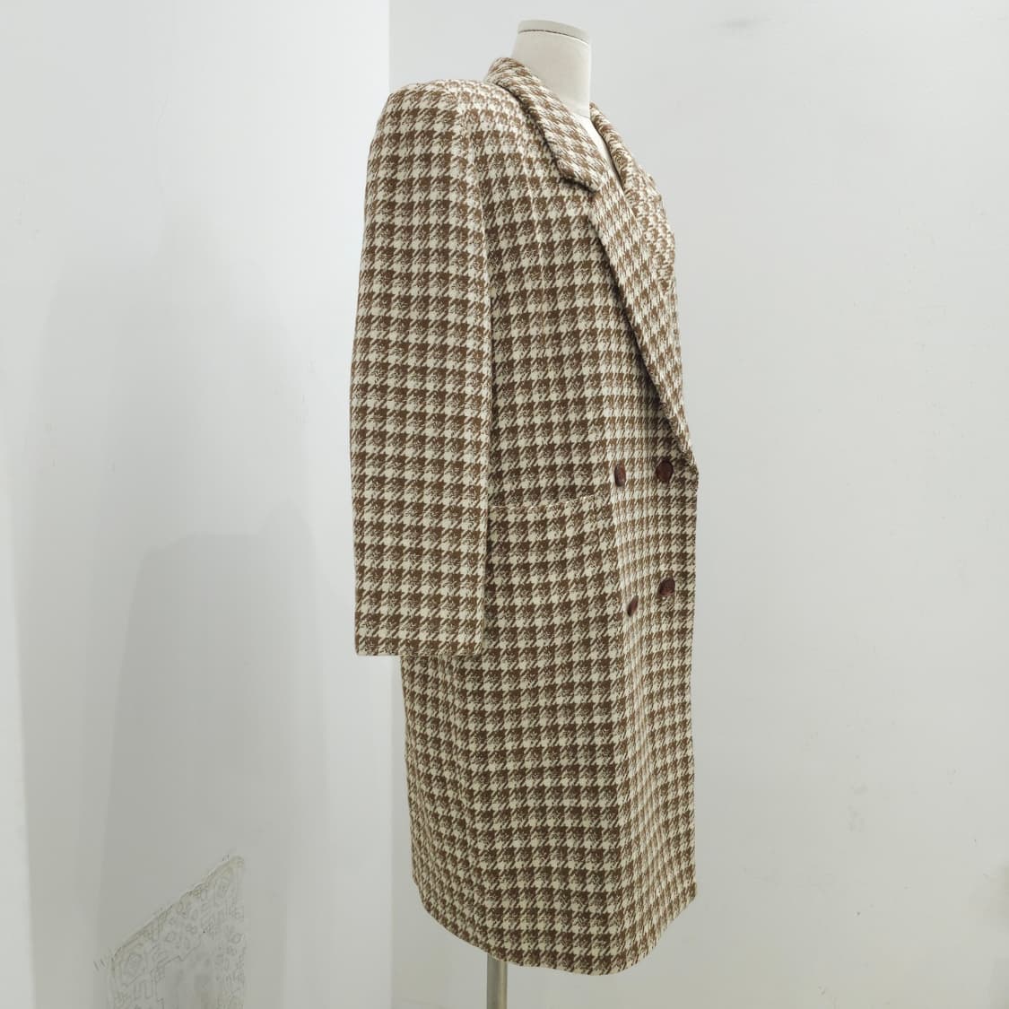 울 하운드투스 체크 더블버튼 클래식 롱코트 상품이미지2