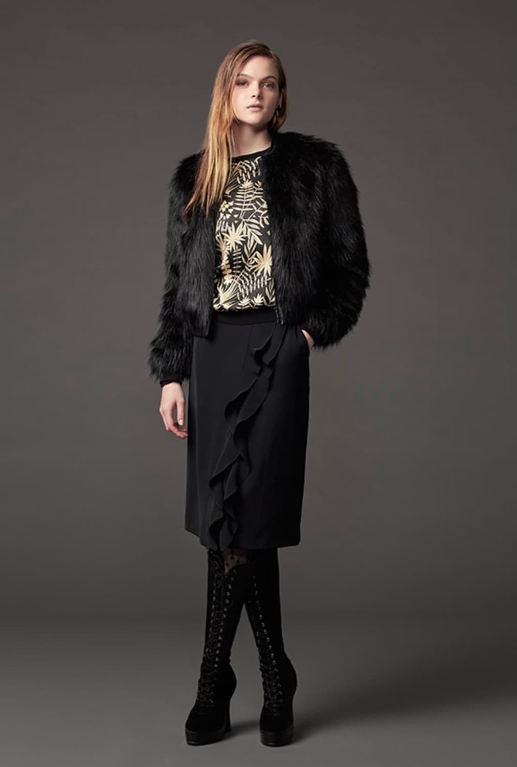 유니클로x카린 로이펠트 블랙 인조 모피 자켓 S 상품이미지9