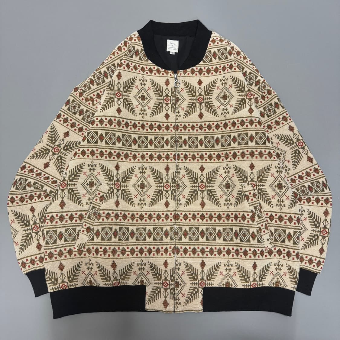 Revo. 아이보리컬러 노르딕 패턴 고블린 집업 블루종 자켓 상품이미지6