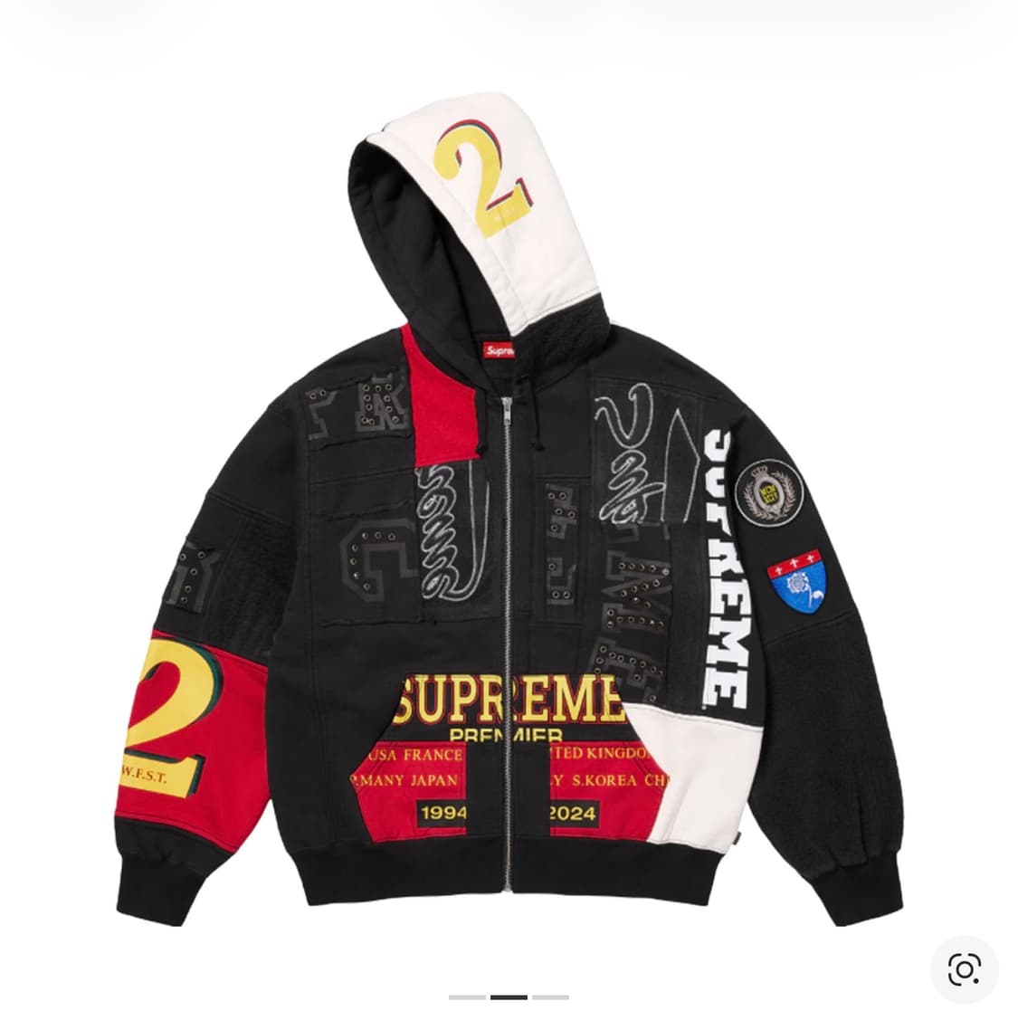 슈프림 패치워크 집업 후드 스웨트셔츠 블랙 - 25SS 상품이미지2