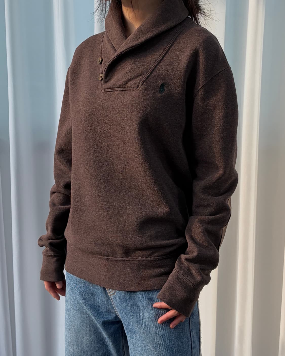 [S]폴로 랄프로렌 브라운 엘보패치 숄카라 코튼 니트 상품이미지5