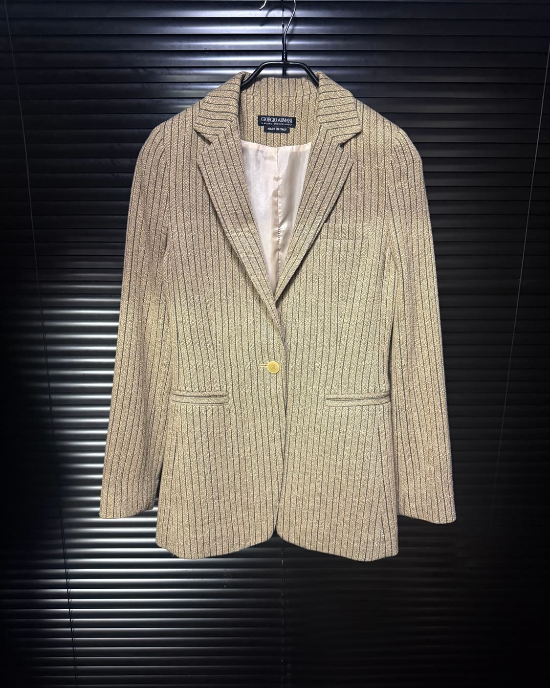 아르마니 스트라이프 헤링본 울 자켓 2버튼 블레이져 에스닉 웨스턴 베이지 상품이미지3
