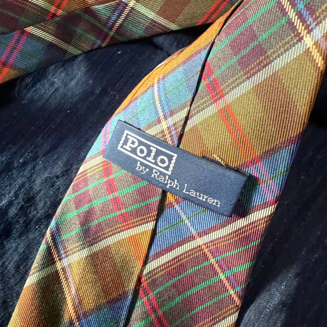 00‘s 폴로 랄프로렌 스트라이프 체크 패턴 실크타이 상품이미지4
