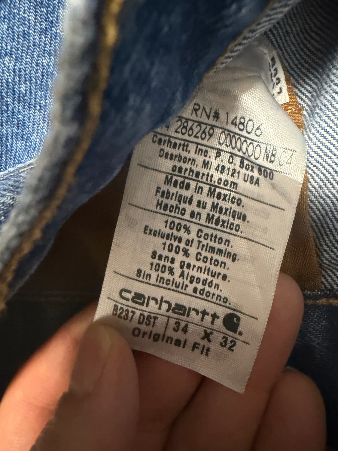 칼하트 데님 싱글니카펜터팬츠 34x32 상품이미지4