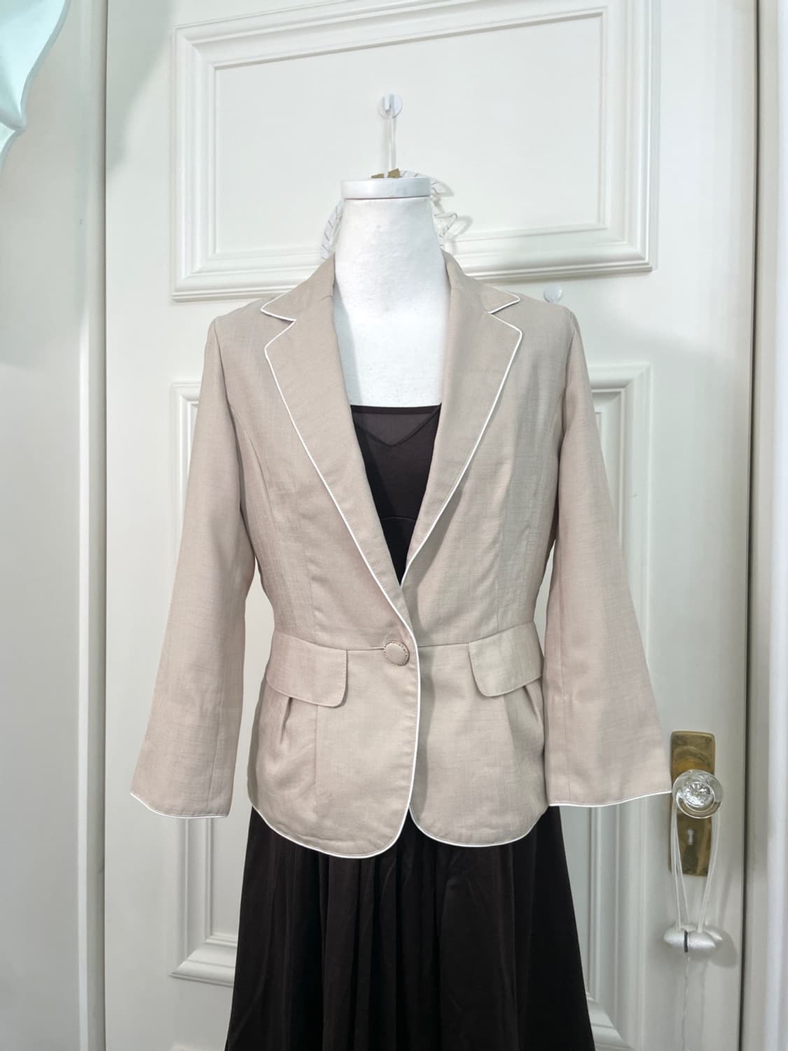 beige white line summer jacket(size-9) 상품이미지1