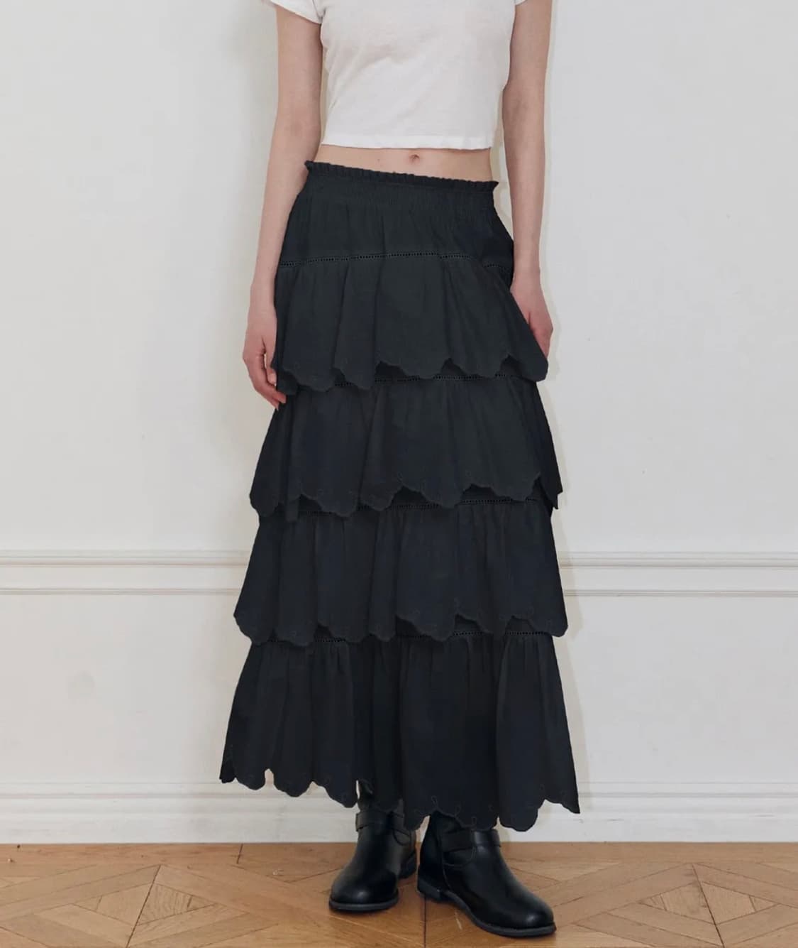 레이디볼륨 컷 밴드 레이어드 러플 스커트  상품이미지1