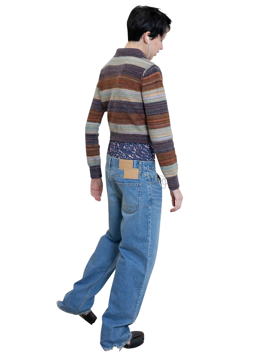 [F]퍼버즈 26ss 스트라이프 니트 셔츠/브라운 상품이미지4