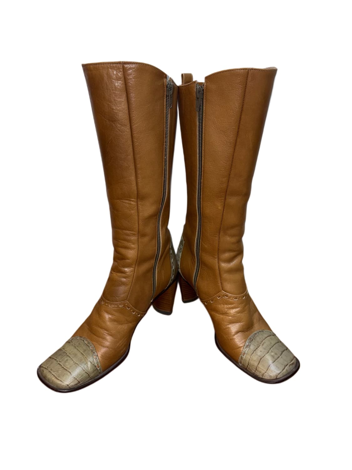 리얼 레더 웨스턴 하이 부츠 상품이미지1