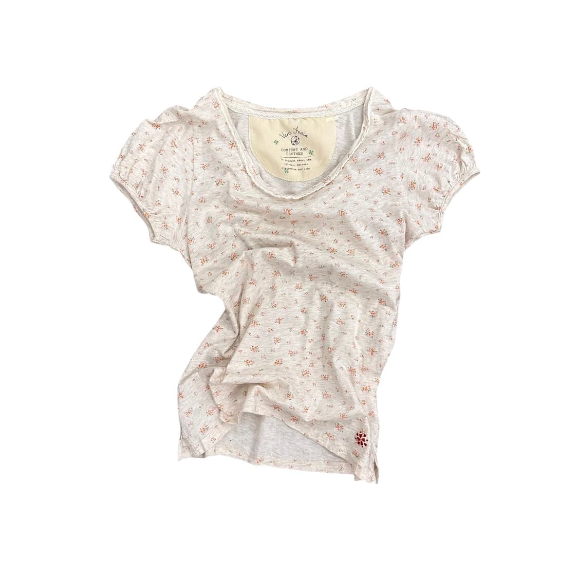 Flower Pattern Puff Cap Top 상품이미지1