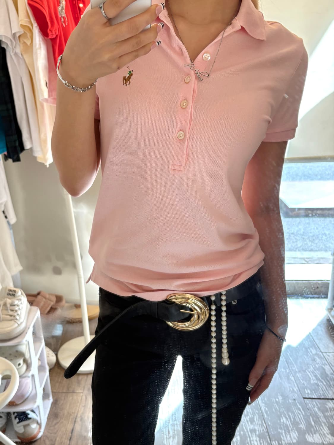 POLO Logo pink collar T 상품이미지1