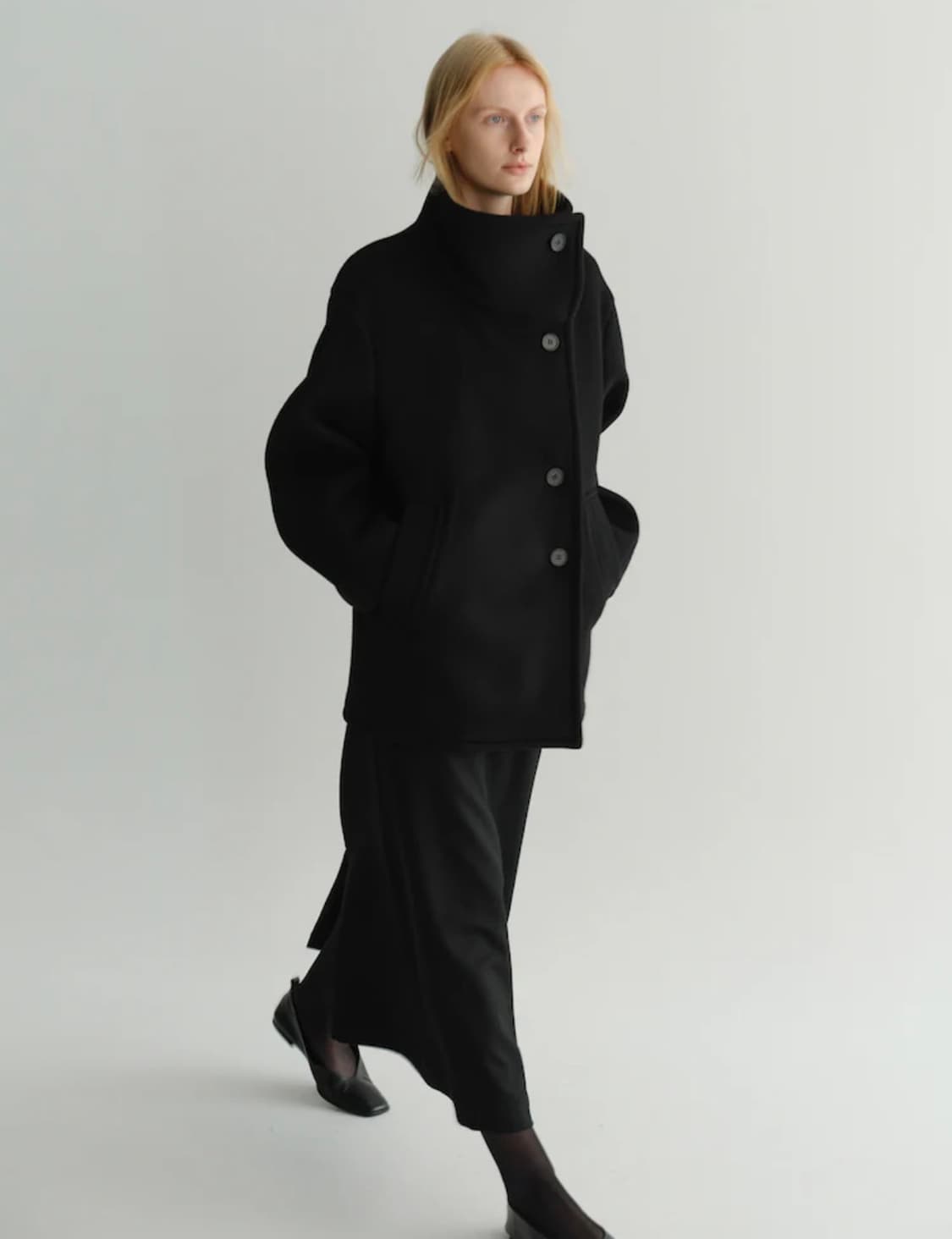 오늘까지판매)EAAH HAYES HALF COAT 블랙 이아 하프코트 상품이미지2