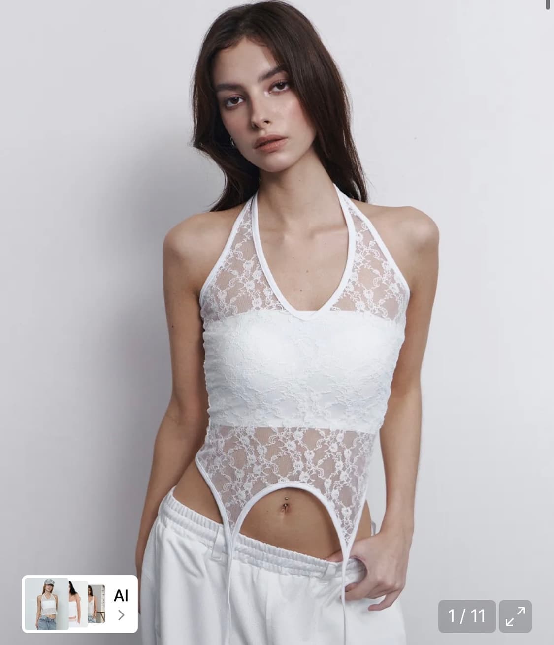 플리즈노팔로우 루아 가터 탑 홀터 레이스 상품이미지1