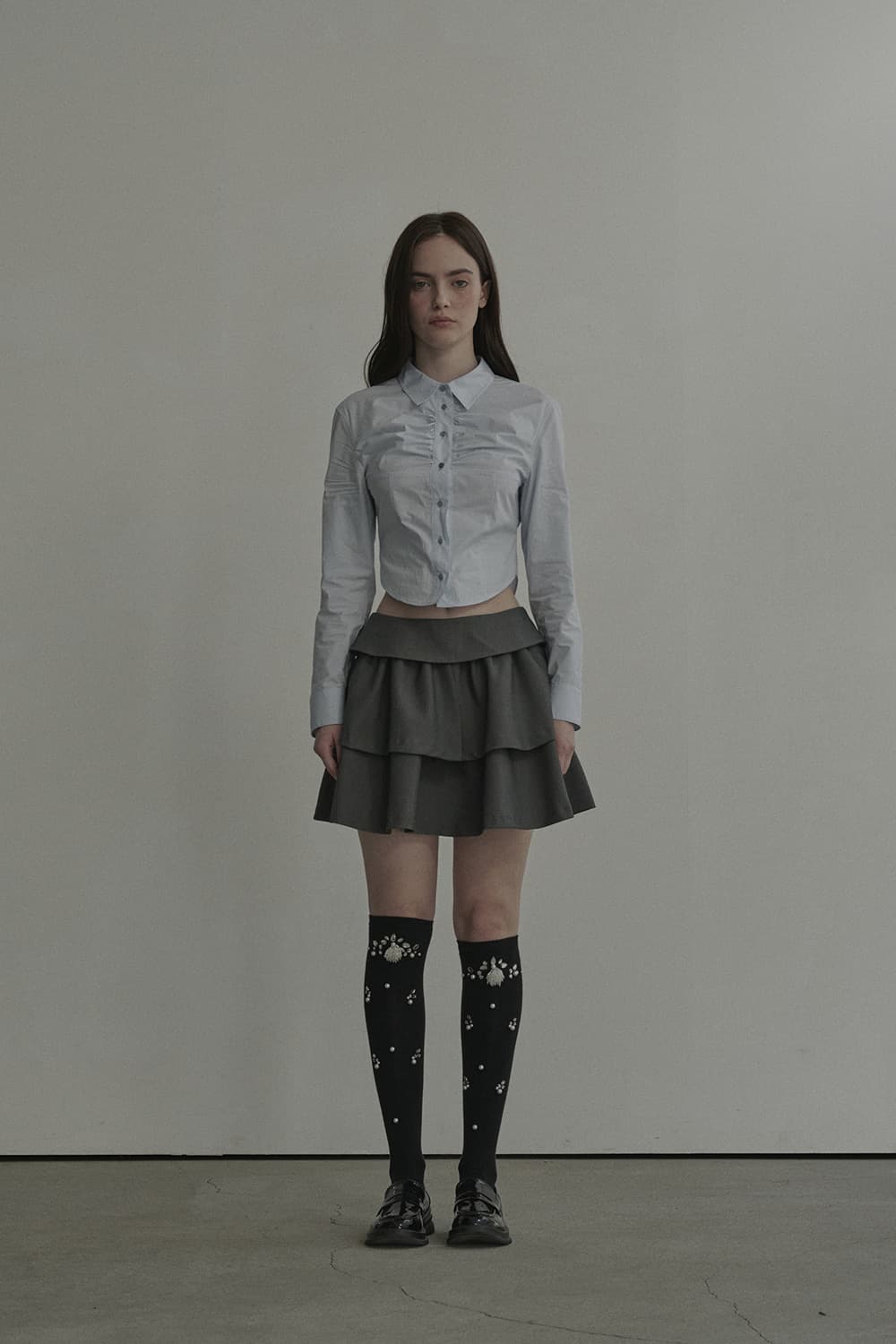 슬릿 캉캉 수트 스커트/ Slit Cancan Suit Skirt 상품이미지1