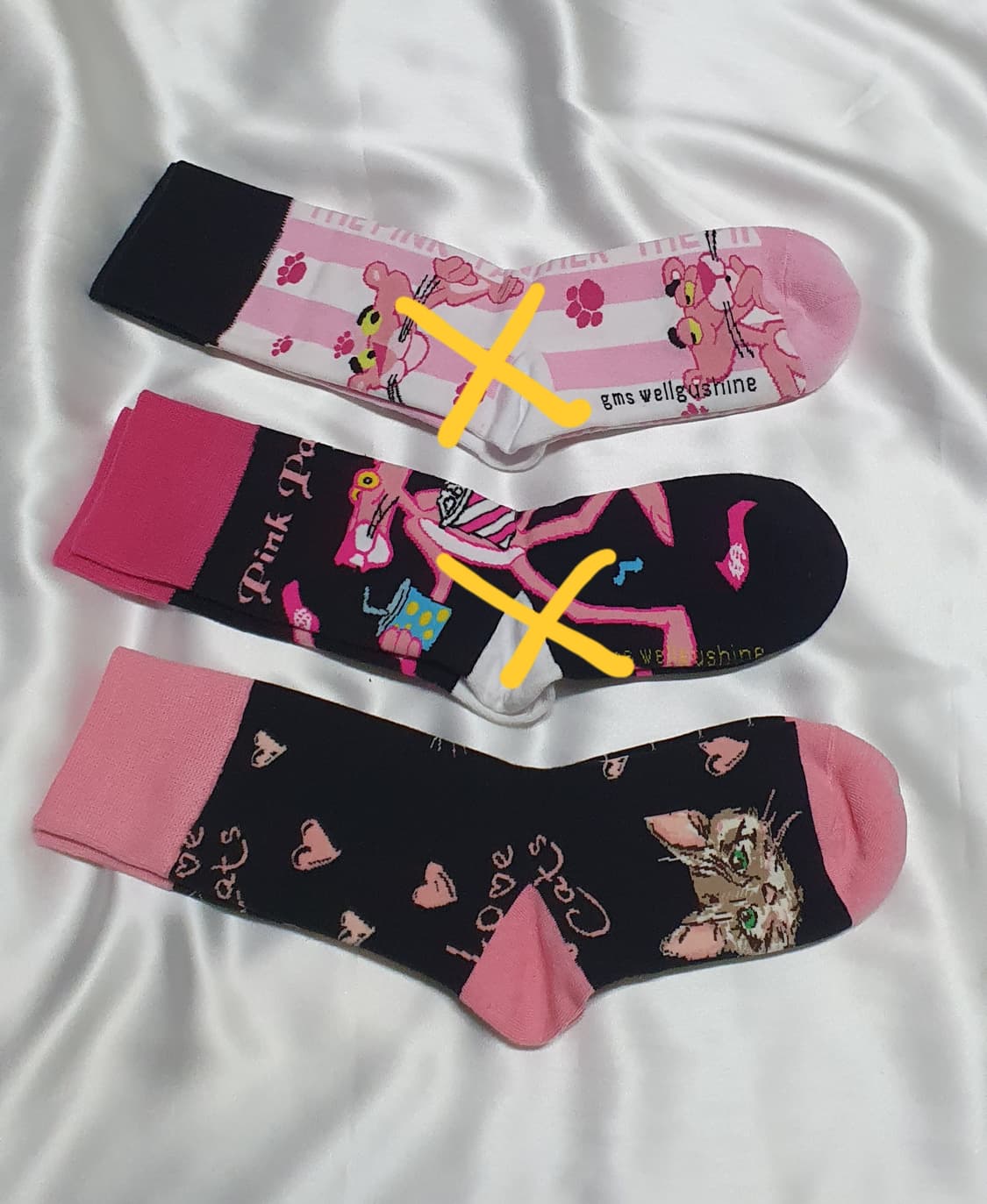 핑크 블랙 핑크 고양이 하트 양말 상품이미지2