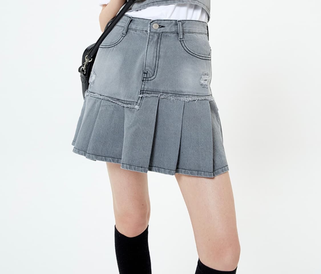 메인부스 Damage Denim Skirt(GRAY) 상품이미지4