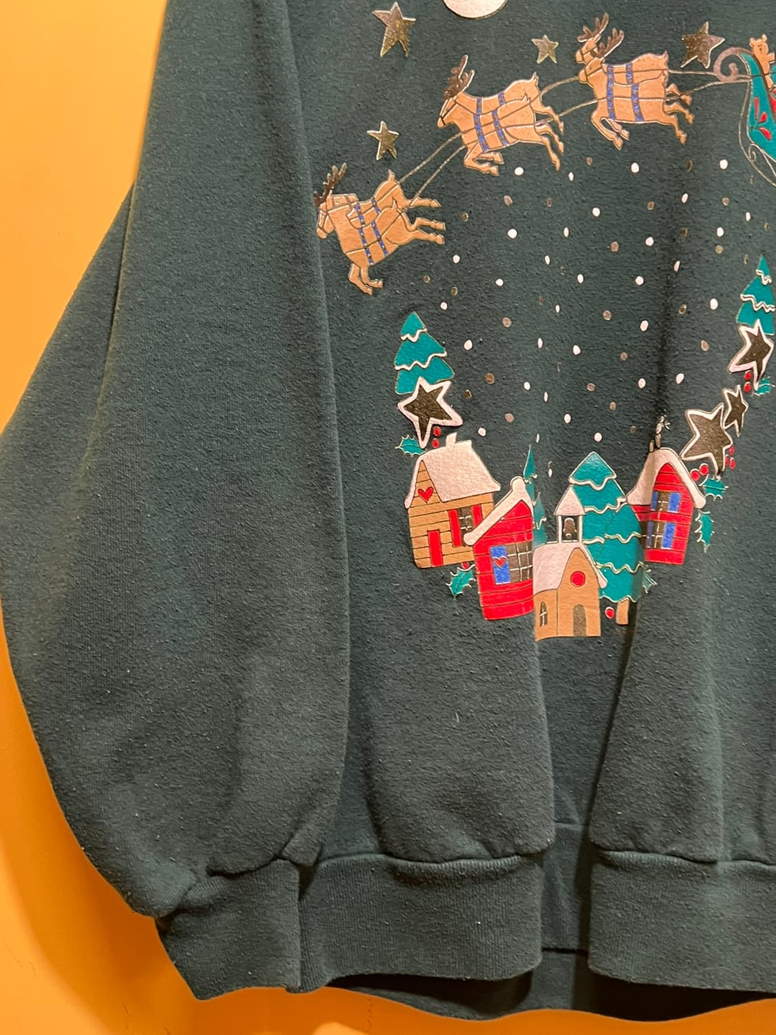 90s [M] USA 크리스마스 순록 산타 그래픽 빈티지 맨투맨 상품이미지4