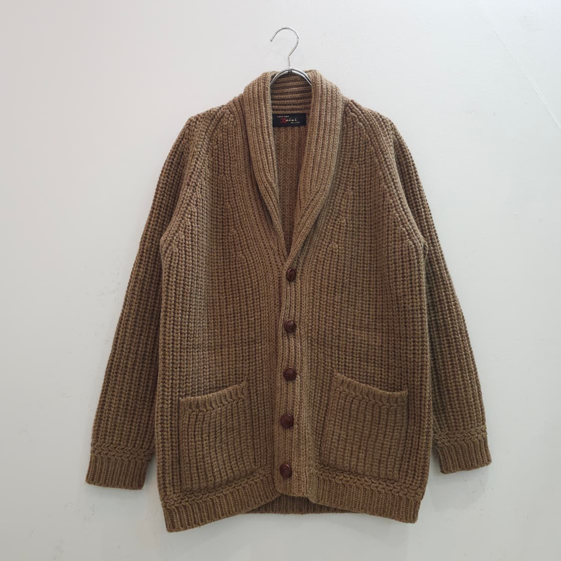 울 혼방 숄 카라 클래식 니트 가디건 일본제 상품이미지1